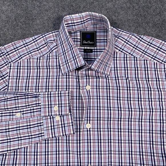 David Donahue Other - David Donahue Trim Fit Check Luxury Non-Iron Dress Shirt Mens 15 32/33 (S/M)